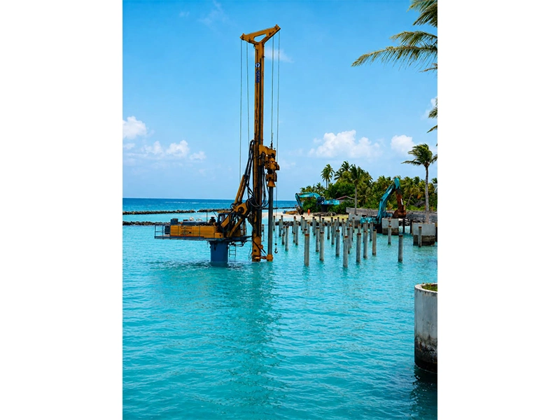 Overseas stockpiled pipe piles