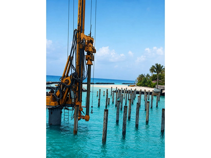 Overseas stockpiled pipe piles