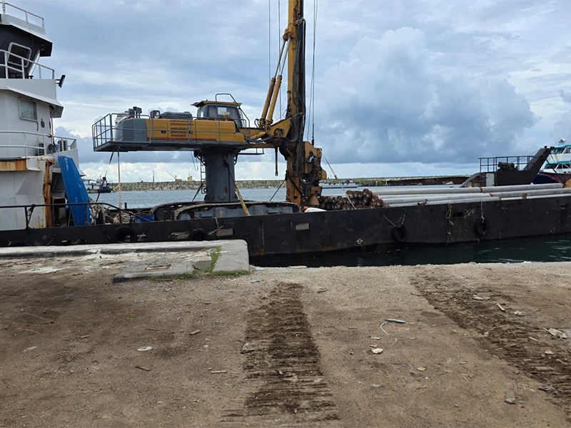 Overseas stockpiled pipe piles