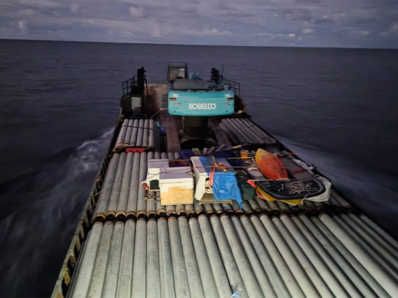 Overseas stockpiled pipe piles