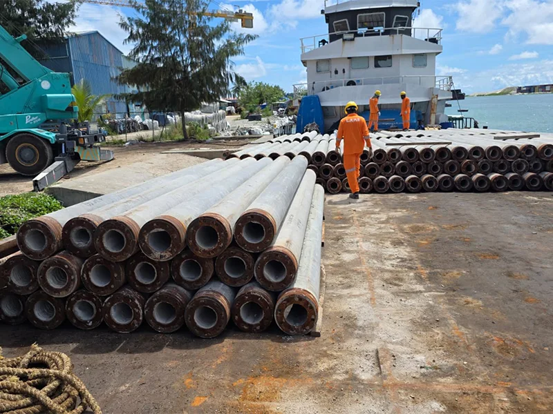 Overseas stockpiled pipe piles
