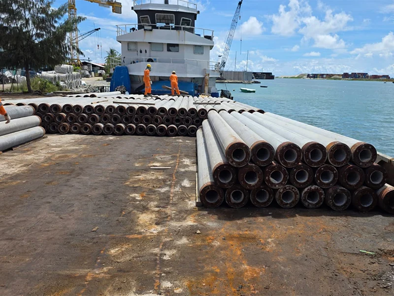 Overseas stockpiled pipe piles