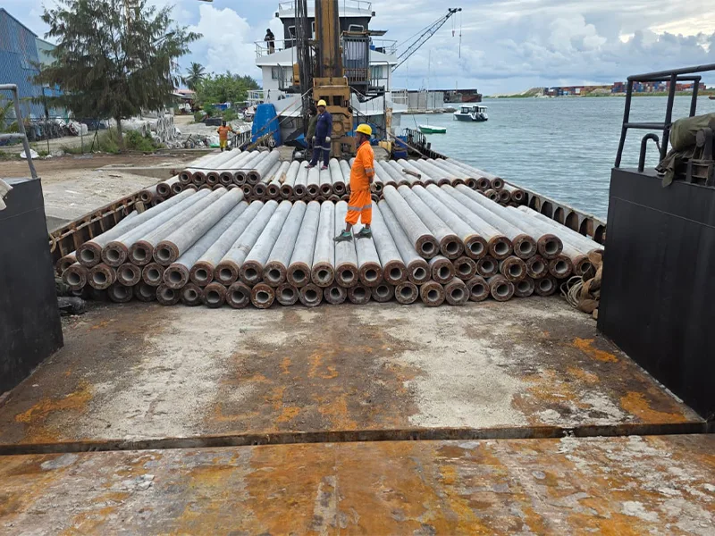 Overseas stockpiled pipe piles