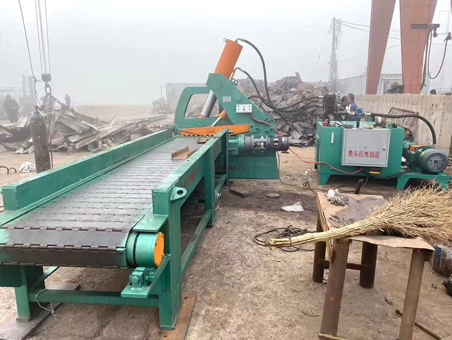 On‑site View: Alligator Shear with Chain Plate Conveyor