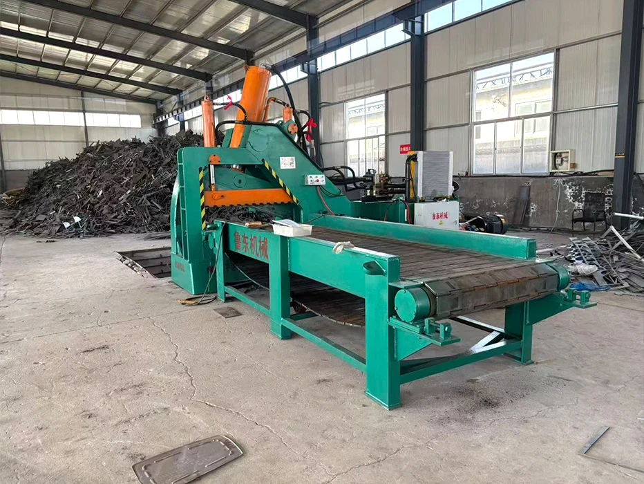 Alligator Shear with Chain Plate Conveyor, Complete Machine Workshop Display