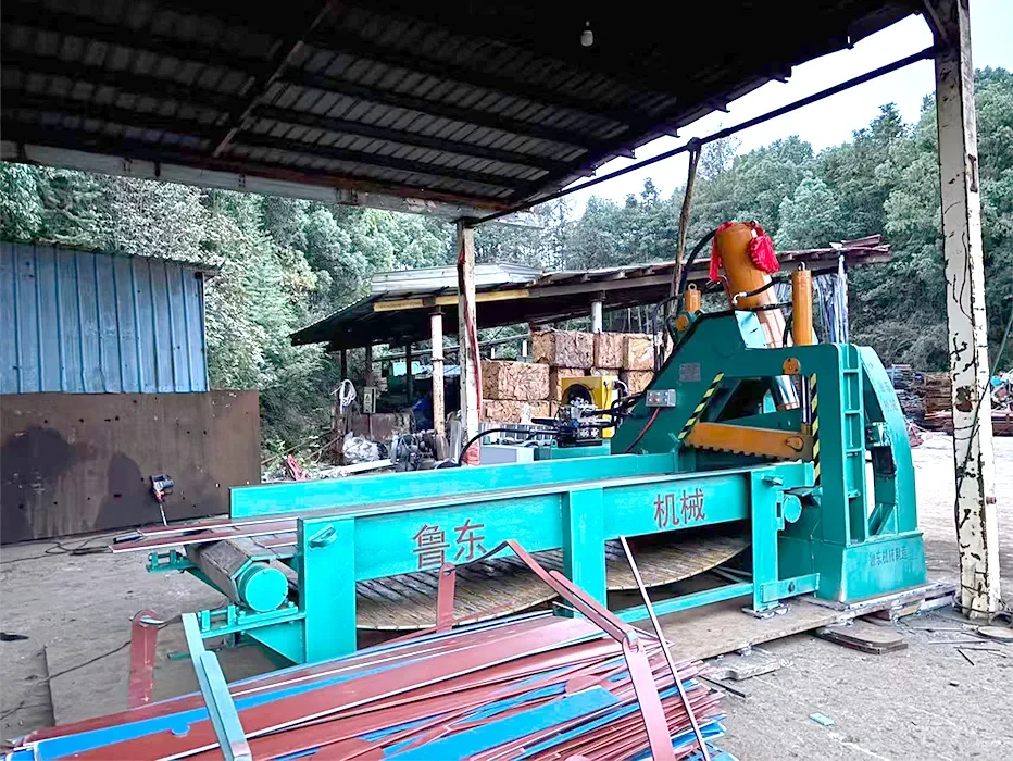 Side‑angle Outdoor Display of Alligator Shear with Long Conveyor